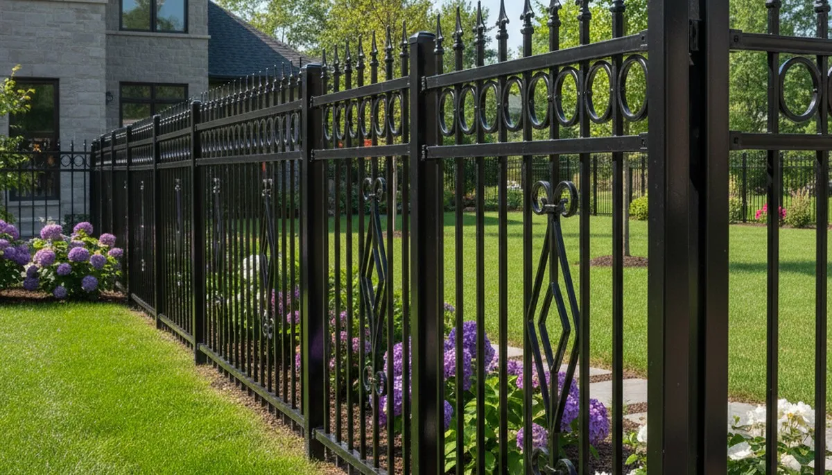 Black ornamental metal fence installation by Chop Chop Landscaping in Buffalo, NY