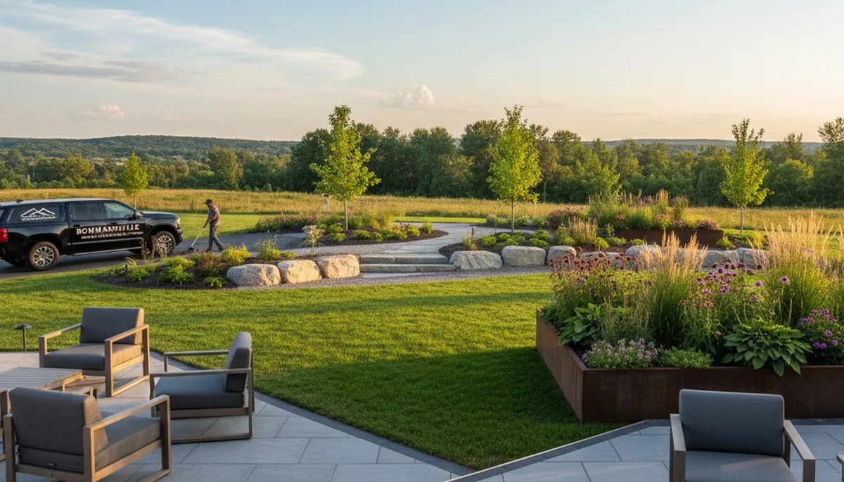 Landscaping crew serving Buffalo, NY with professional lawn and garden maintenance services