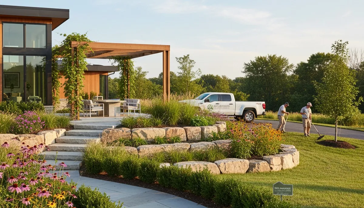Landscaping crew serving Buffalo, NY with professional lawn care and property maintenance